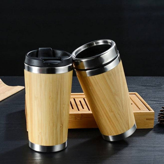 Leakproof Bamboo Travel Mug | 14oz Thermal Insulating Eco Coffee Cup-0